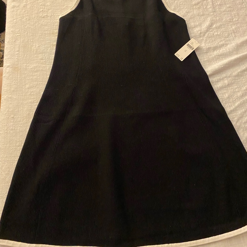 Black Mini Dress with Contrast Trim and Embroidered Logo